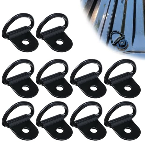 DORKIN Accesorios universales para remolques,10 anillos de amarre con anillo en D de color negro, anillos de remolque de acero inoxidable, adecuados para remolques, camiones, barcos y automóviles.
