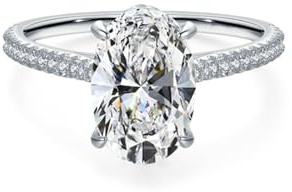 Ayoiow Großer Stein Vorsteckring Weissgold 585 für Damen mit 3ct Moissanit, Freundschaftsring Gold Damen, 14 Karat Weißgold Größe 53 (16.9)