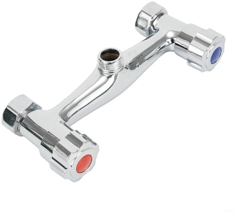 Homeponnew Robinet mitigeur de salle de bain avec double sortie, vanne en laiton et finition chromée, fabriqué en cuivre, comprend un clapet anti-retour pour éviter les reflux, parfait pour les salles