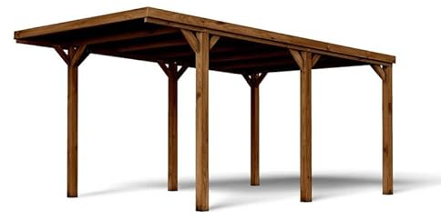 VICTOR Carport 16,5 m² mit H-Klammern - Robustes Holzhaus für 1 Fahrzeug
