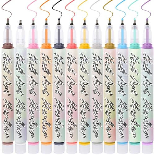 Nagelkunst-Marker, Wasserfeste, Schnell Trocknende Stifte, Feine 0,7-mm-Spitze, Beauty-Zeichenzubehör, Kreatives Dekorations-Design-Werkzeug, Geeignet Für Körperpflege, Zuhause, Salon, Teenager, Erwac