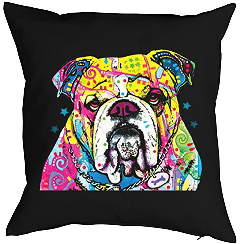 Unbekannt Bulldogge Motiv Kissen - Hundekissen Neon Farben : The Bulldog Kissen mit Füllung Farbe: schwarz