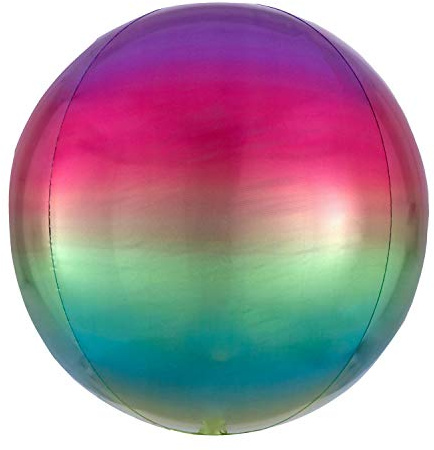 Amscan 3985001 - Folienballon Regenbogen Ombré, Größe ca. 40 cm, runder Luftballon, Ballon, Dekoration, Geburtstagsparty, Mottoparty
