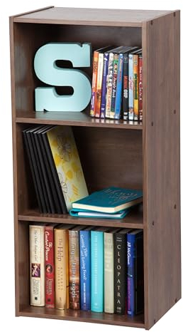Iris Ohyama Modernes Bücherregal, 3 Etagen, 40cm breit, Braun, Vielseitig, Modular, Offenes Regal, Für Wohnzimmer, Büro, Schlafzimmer, Platzsparend, Bücher, CD, Dekor, Einfacher Aufbau, CX-3