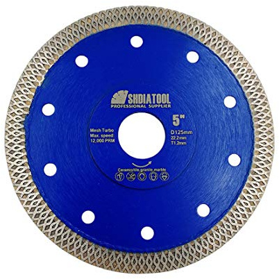 SHDIATOOL Disque à tronçonner diamant 125 mm Super fin X Mesh Turbo Lame de scie pour carrelage, marbre, céramique, porcelaine
