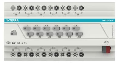 12 compartimentos KNX Combi Aktor (140μF) · Interruptor · accionador KNX · Control de persianas · Controlador de persianas · Actuador de persianas