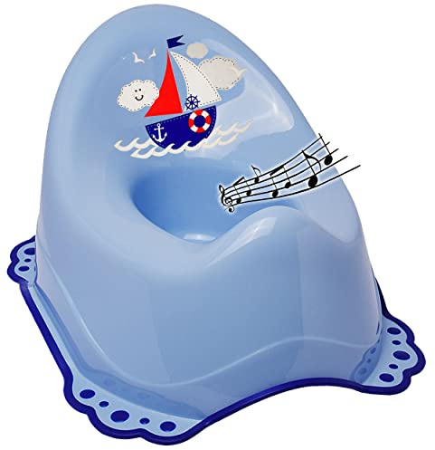 alles-meine.de GmbH Musik & Sound - Anti RUTSCH - Töpfchen/Nachttopf/Babytopf - blau Schiff - Boot Bieco - Melody - mit großer Lehne + Spritzschutz - rutschfest antirutsc..