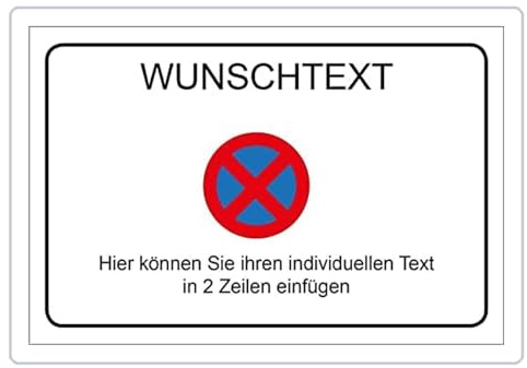 AllesKlaro® - Wunschtext Schild - Halteverbot - selbst gestalten - Querformat - stabile 4 mm AluVerbundplatte (45 x 30 cm)