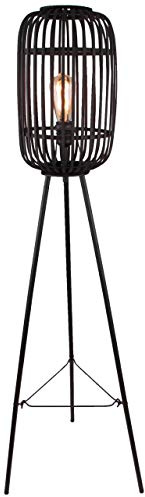 Brilliant Woodrow Standleuchte, dreibeinig holz dunkel/schwarz Innenleuchten,Stehleuchten,-Dreibein | 1x A60, E27, 60W, geeignet für Normallampen (nicht enthalten) | Mit Fußschalter