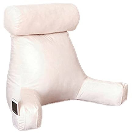CFMZ Rückenkissen Sofa, Lesekissen Rückenkissen für Bett Sofa mit Armlehnen, Lesekissen Buchkissen Lesehilfe mit Abnehmbarem Nackenrolle, Kissen für Lesen Fernsehen Weiß