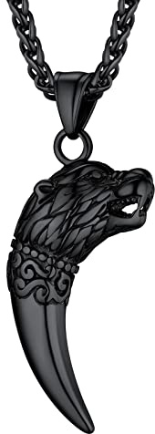 PROSTEEL Wolfskopf Anhänger Halskette Herren Edelstahl/18k vergoldet Talisman Amulett Kette Biker Rocker Modeschmuck Accessoire für Männer Vater Ehemann