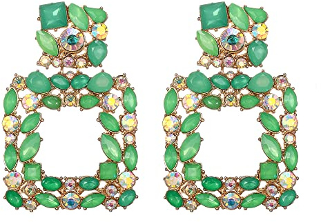 EVER FAITH Strass Ohrringe Österreichischer Kristall Geometrisch Statement Grün