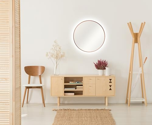 Talos Dekorativer runder Wandspiegel mit indirekter LED Beleuchtung in Kupfer matt Ø 50 cm