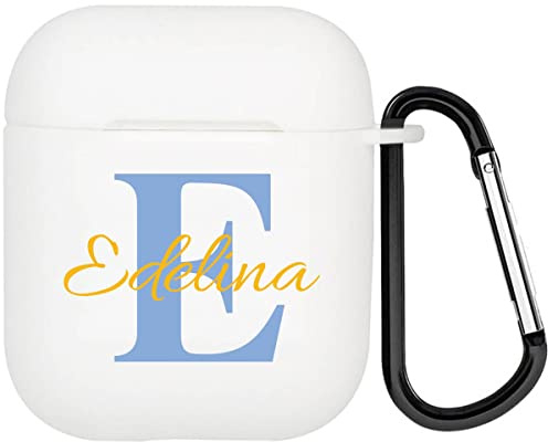 Custodia personalizzata su 2 lati compatibile con Apple AirPods di prima e 2 generazione, custodia protettiva in morbido TPU fai da te con nome e foto, custodia regalo personalizzata con portachiavi