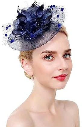 Damen Fascinator Hut Party Braut Mesh Kopfbedeckung Frauen Mädchen Haar Clip Accessoire Federn Blumen Kopfschmuck 20er Jahre Stirnband Elegant Klassisch Hochzeit Haarschmuck für Kirche Tea Cocktail