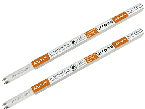 FSL OEM T8 F15W BL 368nm Tube de Remplacement UV pour Destructeur de Mouches 30W, 17 Pouces(Lot de 2)