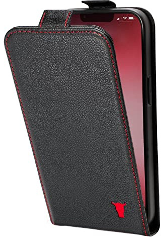 TORRO Leather Flip Case Compatible with iPhone 14 – Genuine Leather MagSafe Compatible Case with Card Holder (Black)