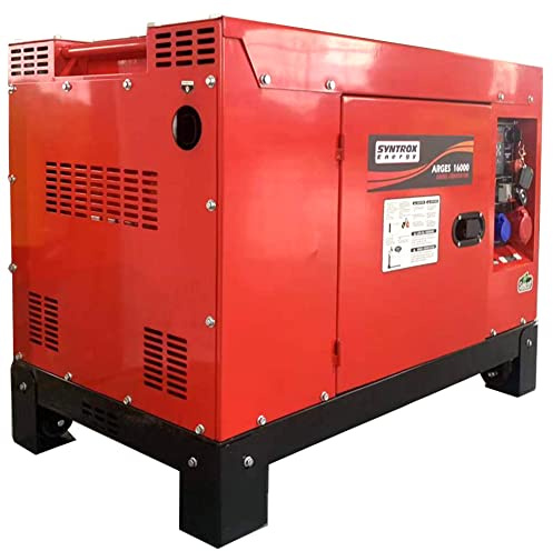 Syntrox Germany Energy Stromerzeuger Arges 16000 Dieselgenerator 12KW mit Fernbedienung, HauptSE-DG16000SE, Red