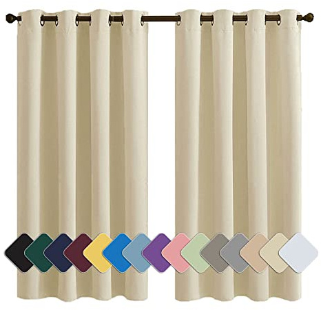 MENGH Sovrum gardiner öljetter sjal gardin ogenomskinlig brusreducering lätt att applicera, för ungdomsrum barnrum beige 1 styck, 120 x 100 cm (H x B):
