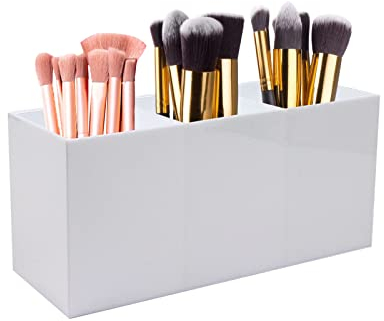 Kitchnexus Kosmetik Organizer, Make up Organizer mit 3 Fächer Kosmetik Pinselhalter Aufbewahrungbox für Pinsel Eyeliner Lippenstift Bürste Puder