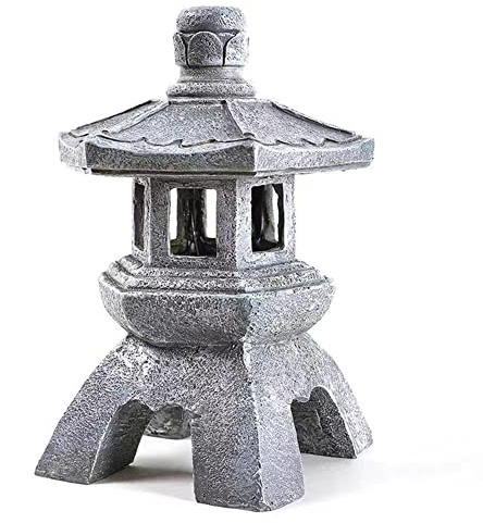 Farol solar LED de piedra para pagoda, torre de piedra de resina duradera, lámpara decorativa antigua para terraza jardín