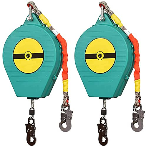 2pc Antichute a Rappel Automatique, 3-20m Dispositif Antichute Rétractable avec Crochet Autobloquant, Équipement de Protection Individuelle pour Toiture et D'échafaudage