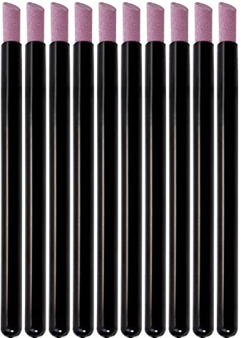 ONLYKXY 10pcs Pumice Stone Nail Cuticle Pushers Black Plastic Handle Trimmer Cleaning Cuticle Remover Stick Nail File Art Manicure Pedicure Tools for Nails Cuticles Fingernail Care（13.5cm/5.31inch）