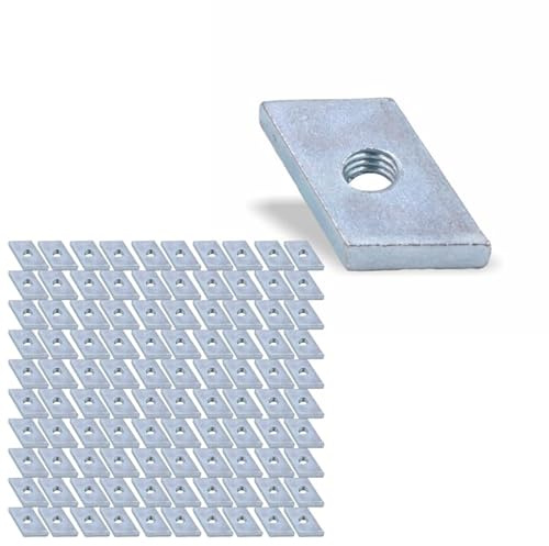 Nutenstein | Gewindeplatte Rhombus 20x13x4 mm M6 Gewinde Winkel 24° | Stahl verzinkt 5-8um (100 Stück)
