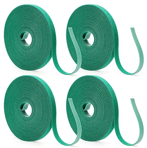 UNINGYI 40m Pflanzenbinder Klett, 10mm Garten Klettband für Pflanzen, Wiederverschließbare, stabile & wetterfeste Gartenbänder für Kletterpflanzen(4 Rollen, 10M/Rollen)