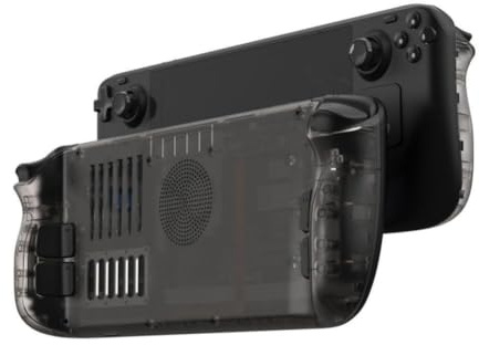 Hzxkqmil Bakplatta Skal Täckplatta för Steam Deck/Steam Deck OLED-konsol, DIY Tydlig Ersättningshölje Anpassad Panel med Kylande Ventiler, Transparent Svart