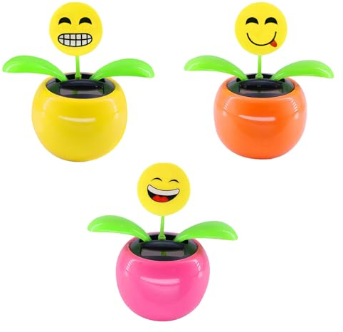 Liuer Wackelfigur Auto, 3PCS Solar Wackelfigur Blume,Solarblume Wackelblume Autozubehör Auto Ornament Tanzende Wackelfigur für Auto Armaturenbrett Computer Tisch Büro Wohnzimmer