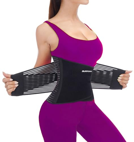 SURPOWN Waist Trainer Damen Herren zum abnehmen, Bauchweggurtel Schwitzgurtel, Bauch Sport Gürtel, Rückenstütze, Lindert Rückenschmerzen,Fitness Sportgürtel, Bauchfett Reduzieren,Schweiß Gürtel