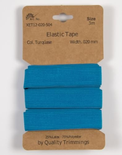 Gummiband | 3m-Karten | 10mm oder 20mm breit (20 mm - türkis)