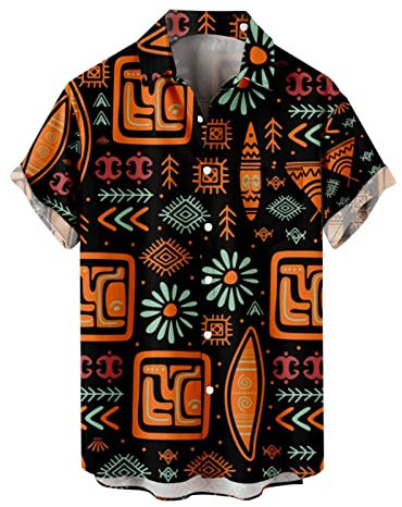 KONG JIMFAN Hemden Herren Slim Fit T-Shirt Herren Halloween Kostüm Kompressionsshirt Herren Sommerhemd Grünes Tshirt Herren Hawaii Outfit Herren Hemd Herren Sommer Anzug Herren Kurz(Orange,3XL)
