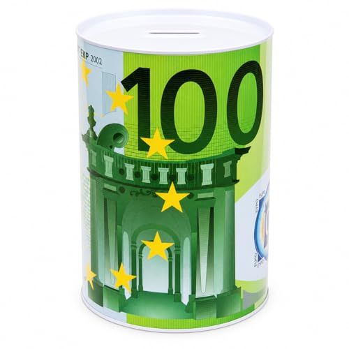 ReWu Jumbo Spardose 100 Euro Note Sparschwein Spartopf Sparbüchse Metall Geschenkidee 22 x 15 cm
