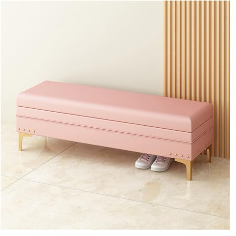Ottomane für Schlafzimmer Gepolsterte Aufbewahrungsbank mit Nagelkopfbesatz | Ottomane mit Stauraum for Wohnzimmer und Schlafzimmer | Dekorative Wohnmöbel Ende der Bettbank ( Color : Pink , Size : 100