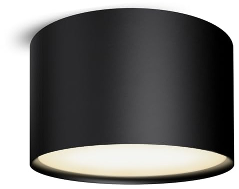 SSC-LUXon PIATO Aufbaustrahler schwarz rund 6W warmweiß Decke inkl LED 230V | Flacher Aufputz-Deckenspot schwarz matt - warmweiß 6W, für Flur, Wohnzimmer & Büro, direkt an 230V, Ø9cm, inkl. LED, nur 6cm