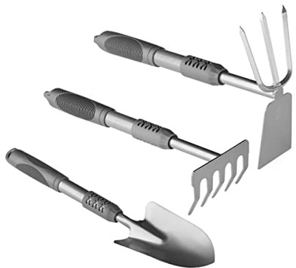 OFFSCH Kit D’Outils de Jardinage Intérieur, Pelle à Planter Les Plantes Succulentes 3 Pièces en Acier et PVC, Forte et Tranchante pour Désherbage et Transplantation