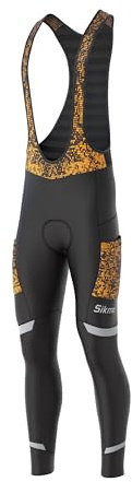 SIKMA Salopette da ciclismo da uomo, invernali, termiche, riflettenti, con tasche, ideali per ciclismo invernale, Nero/Giallo, Taglia unica