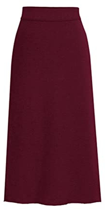 Onsoyours Gonna Tubino a Maglia in Lana Donna Autunno Invernale Caldo Gonna a Matita Elegante da Donna Gonna Lunga a Vita Alta con Spacco Elastico in Vita Gonna Longuette A Vino Rosso XL