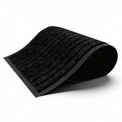 ZIYA HOMES Black Door Mat 45x75cm Mats Indoor & Outdoor Heavy Duty Floor Mat - Non Slip Rubber Back - Dirt Trapper Door Mat - Washable Doormats Rug, Barrier Mat Super Absorbent Front Doormat