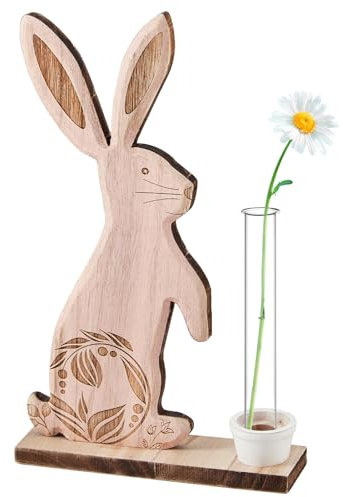 Coniglio Pasquale Decorazioni In Legno Con Vaso Di Vetro, Addobbi Pasquali Per Casa Decorazioni Pasquali Per La Tavola Casa Coniglietti Pasquali, Coniglietto Pasquale Centrotavola Pasqua Decorazioni