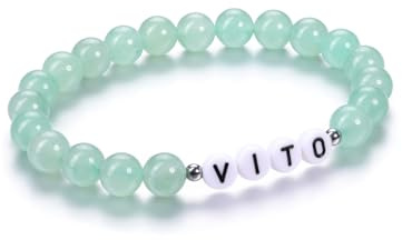 PiercingJak Armband mit Namen Buchstaben Perlen Natursteine Armbänder Partnerarmband Freundschaftsarmband Heilsteine Spiritueller Schmuck Personalisierte Geschenke für Partner Freunde Familie