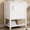 KOMHTOM Meuble Salle de Bain Rangement avec Vasque Armoire de Salle de Bain Blanc/Gris, Meuble sous lavabo Salle de Bain (Blanc)