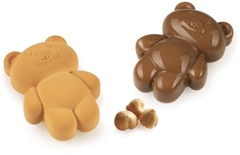 Silikomart | Moule en silicone pour monoportions TEDDY BEAR 68 | 8 portions individuelles, 79 x 56 h 27 mm, antiadhésif, Made in Italy