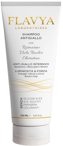 Shampoo Antigiallo con Rosmarino, Viola Tricolor e Cheratina – Neutralizza i Riflessi Gialli su Capelli Bianchi, Grigi e Decolorati – Effetto Tonalizzante e Illuminante – 250ml