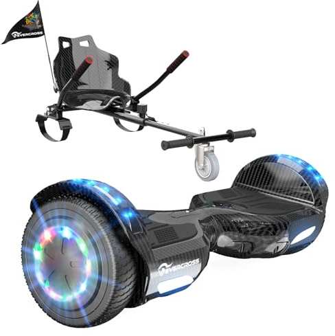 EVERCROSS Hoverboards with Seat Attachment Hoverkart, Bluetooth, LED Light | 6.5in Hover Board Go Kart for Kids Adults with Dual Motors, up to 9 MPH, 10-mile Range, 31-44.5'' adjustable hoverkart seat