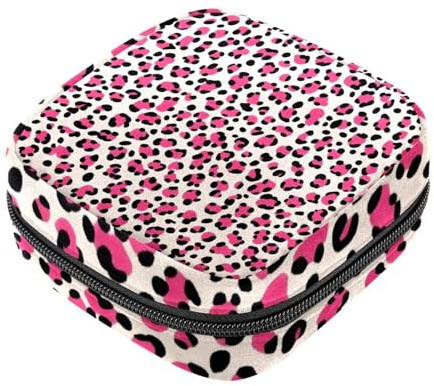 Borsa per il primo ciclo mestruale per ragazze e donne, borsa per assorbenti igienici, borsa per coppetta mestruale rosa leopardata, porta tamponi mestruali femminili