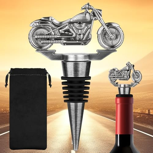 LKKCHER Motorrad Weinflaschenverschluss, Motorrad Geschenke Weinsparer, Weinstopfen für Weinflaschen, Weinzubehör, Vatertagsgeschenk Weihnachtsgeschenke, Lustige Weingeschenke für Männer Frauen