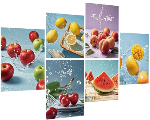 6er Set Wandtattoo Obst - Wandtattoo Küche mit Sprüche Selbstklebend - GUTEN Appetiit- Wandaufkleber Wandbild für Deko Restaurant Küche Flur Wohnzimmer Schlafzimmer Wohnzimmer (O2)